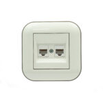 Розетка комп'ютерна двійна (CAT6) LOFT біла+сіра