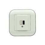 Розетка 1-USB LOFT біла+сіра