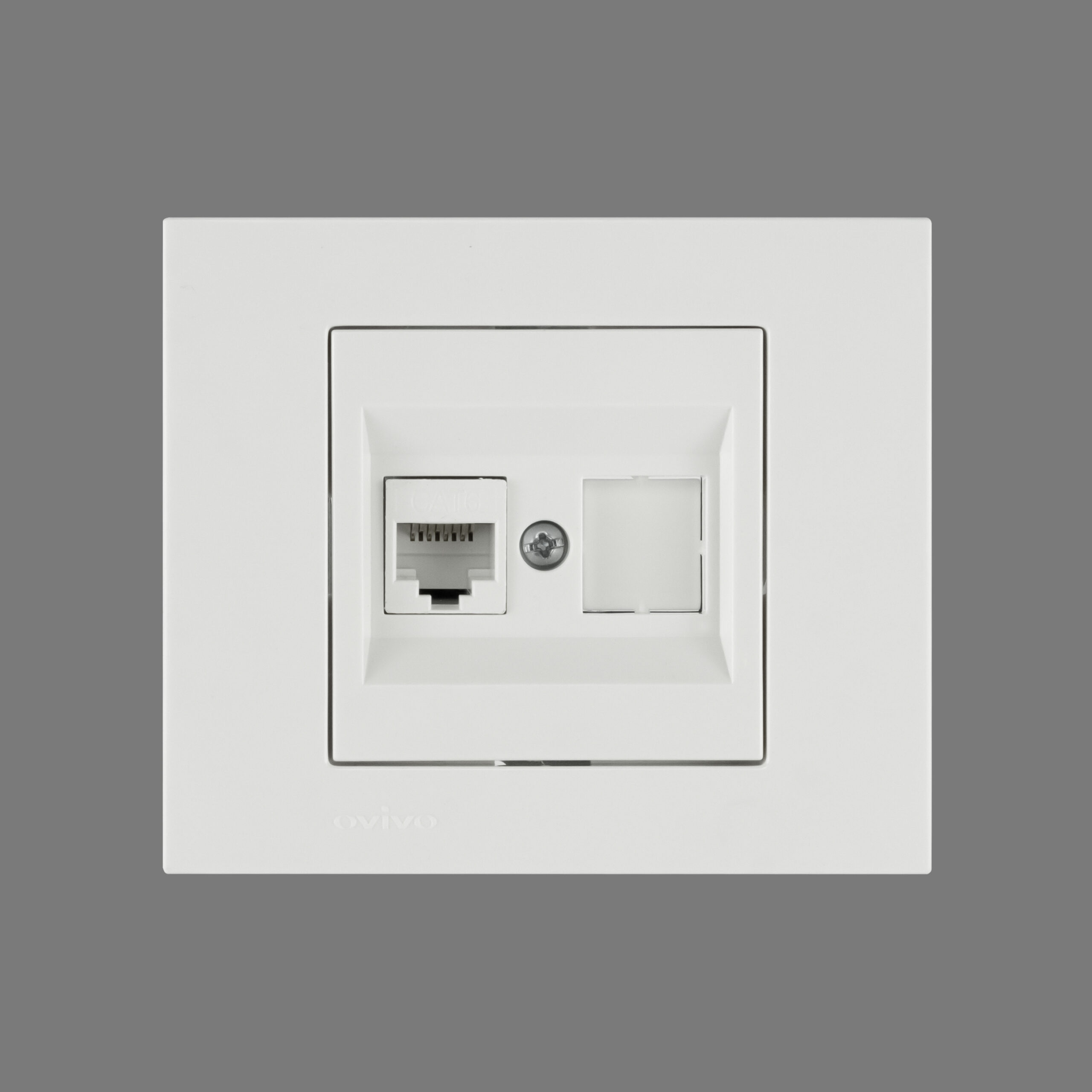 grano_bil_rozetka 1-na komp_1 Розетка комп'ютерна (CAT6) Grano біла - Зображення 1