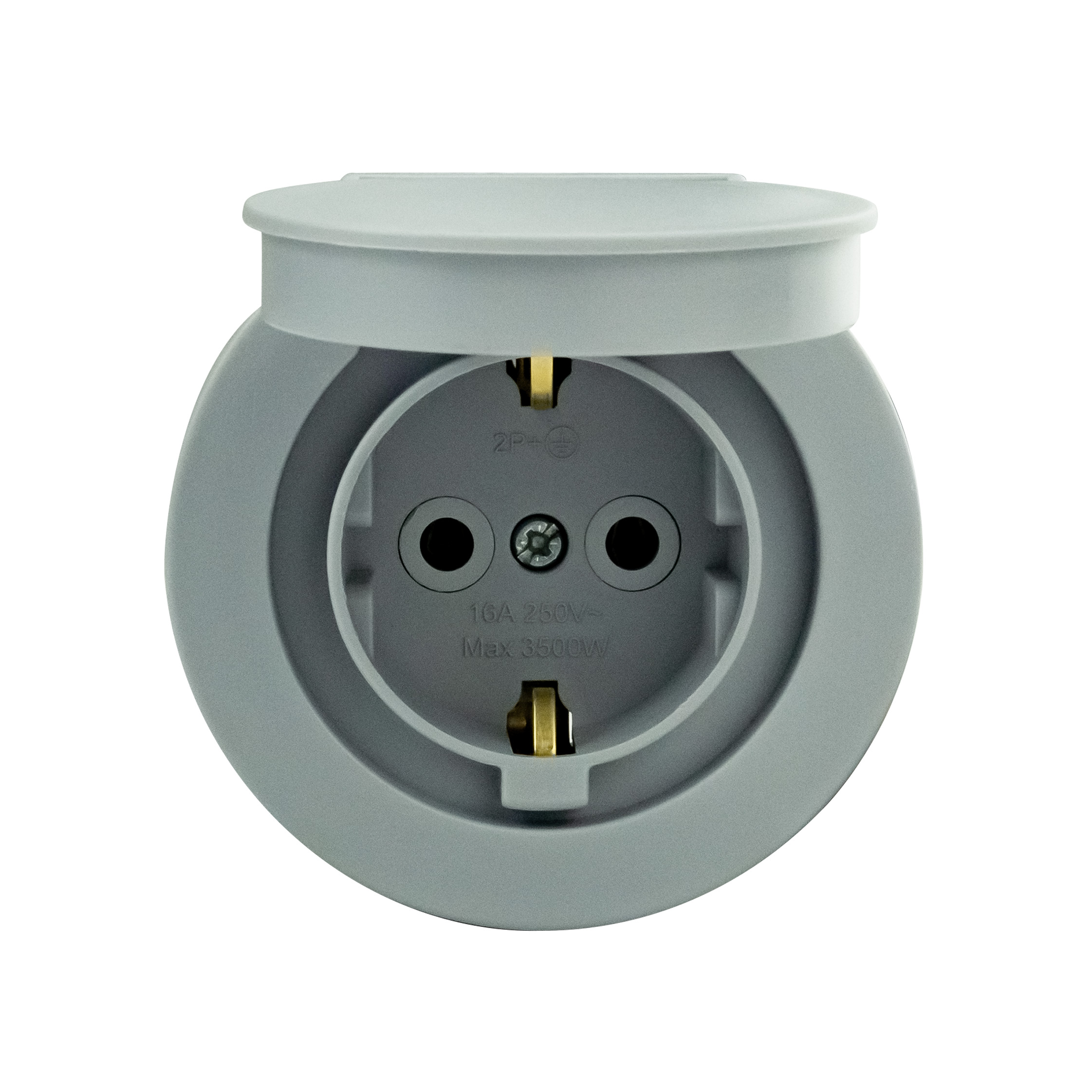 plug-1-grey-nakl Розетка з заземленням з кришкою сіра xOne - Зображення 1