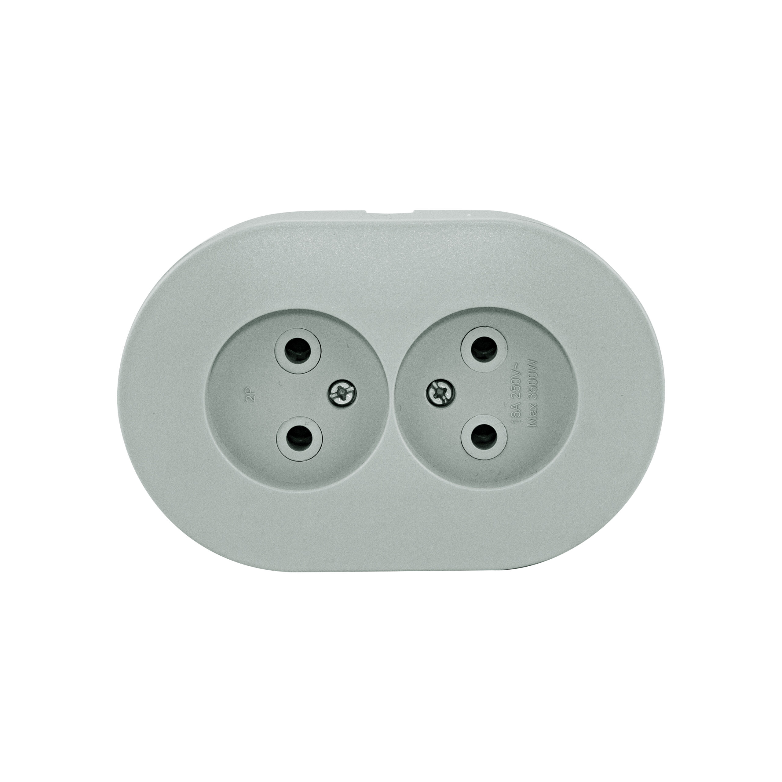 Socket_overhead_2_a_without_earthing_16A_grey Розетка 2-а. без заземлення сіра xOne - Зображення 1