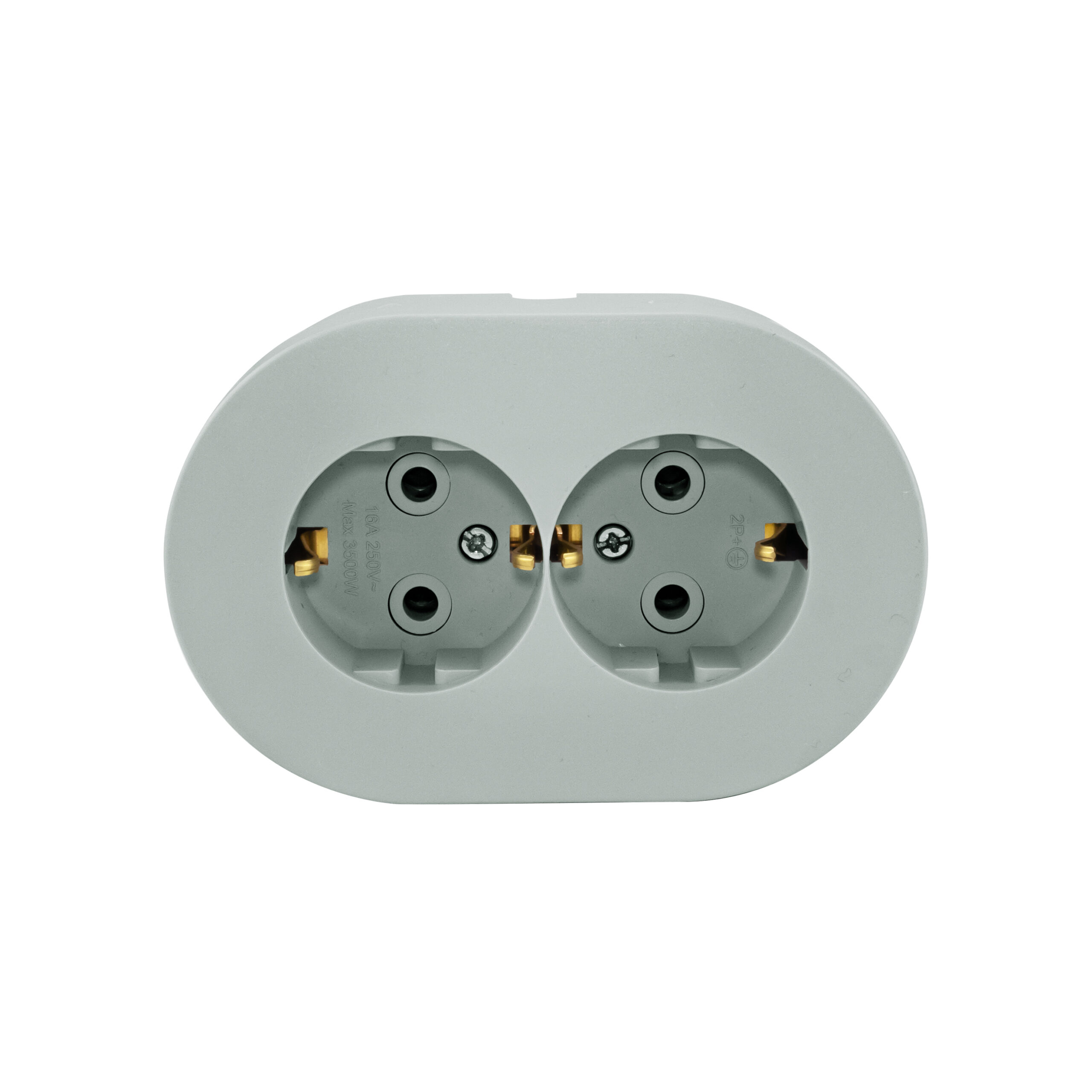 Socket_overlay_2a_with_earth_16A_grey Розетка 2-а. з заземленням сіра xOne - Зображення 1